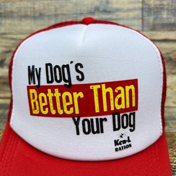 Ken-L Ration My Dog Is Better Than Your Dog Unisex Trucker Hat Red Snapback - Picture 3 of 8